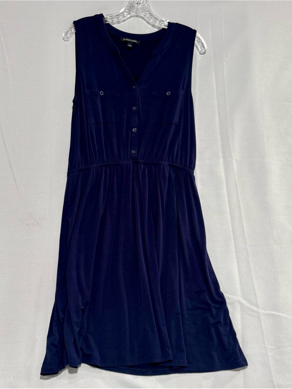 Stitch Fix 41 Hawthorn Navy Sleeveless Button-Front Midi Dress - Size L